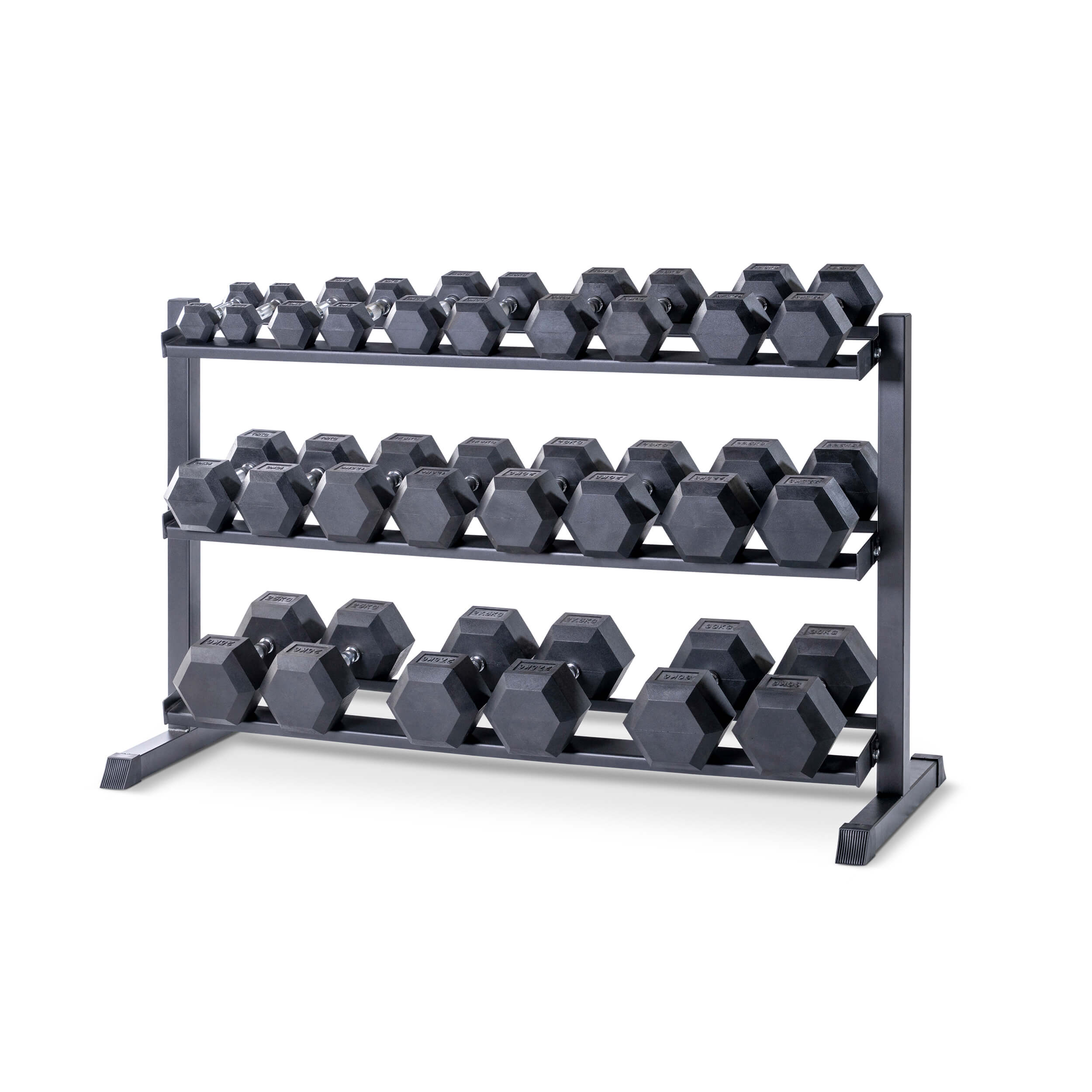 Hexagon Hantelsatz PVC 3-Reihig mit Home Gym Ablage