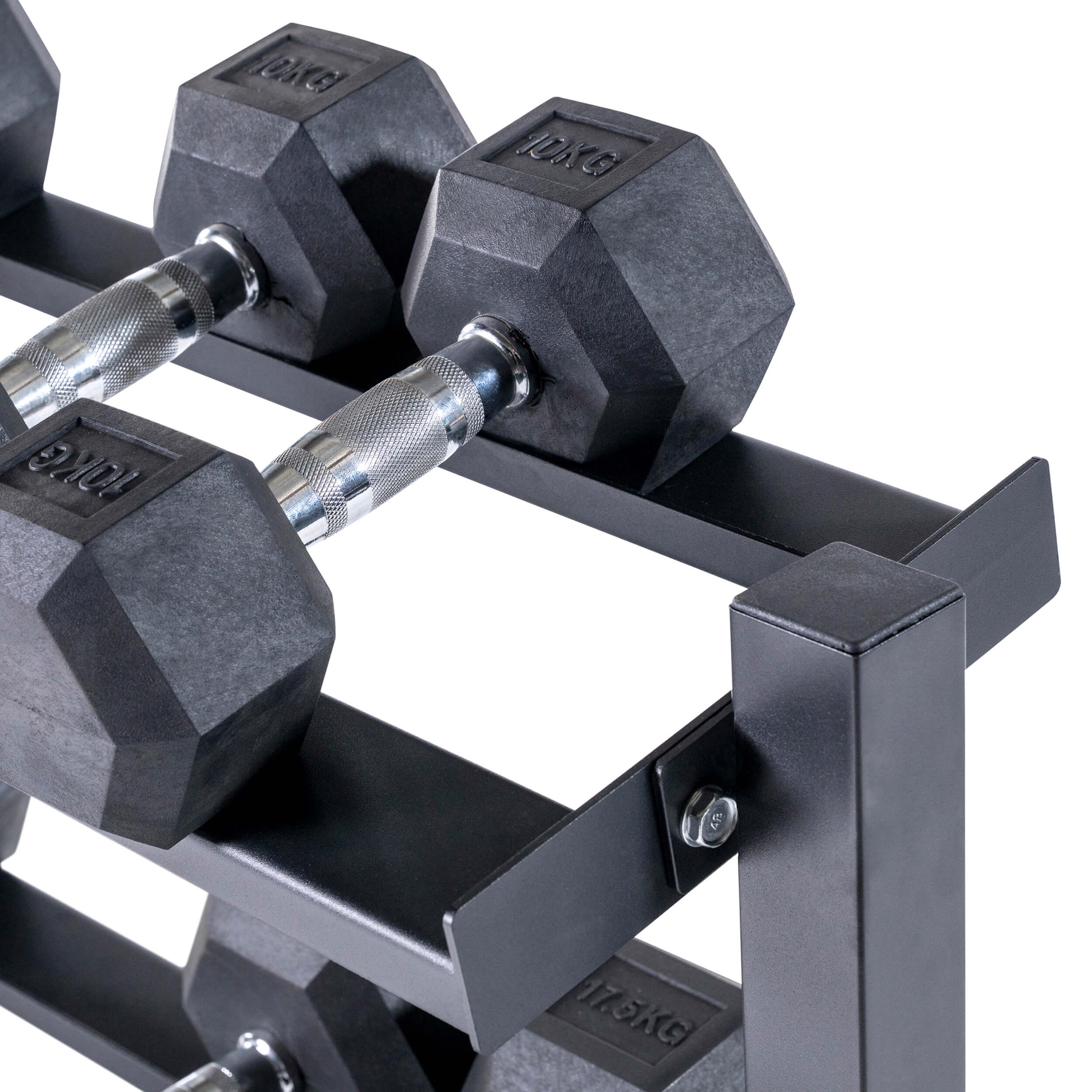 Hexagon Hantelsatz PVC 3-Reihig mit Home Gym Ablage – Bild 5