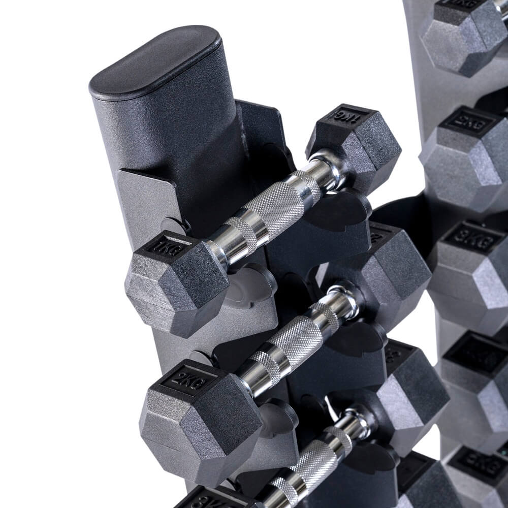 Hexagon Hantelsatz PVC 1-10 kg inklusive vertikaler Ablage (Profi) – Bild 2