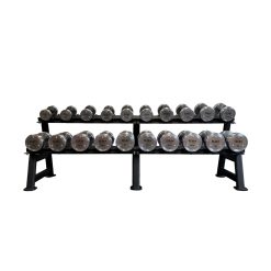 Hard Chrom Rundhantel Set mit 2-reihiger Ablage